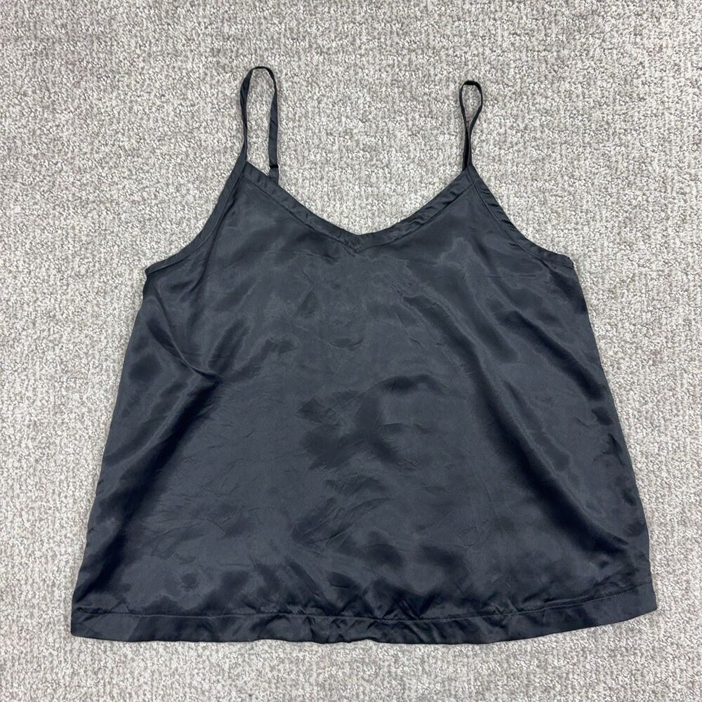 Athleta Top Womens Small Black Calm Cool Cami Satin V Neck Capsule Layering